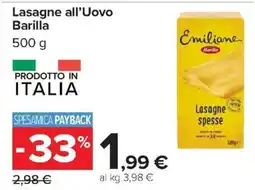 Carrefour Iper Lasagne all’Uovo Barilla offerta