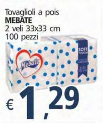 Mebate Tovaglioli a Pois 2 veli 33x33 cm 100 Pezzi