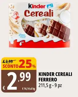 Tigros Kinder Cereali Ferrero offerta