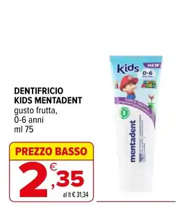 Iperal Dentifricio kids mentadent offerta