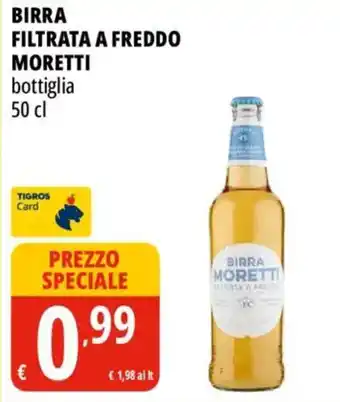 Birra Moretti filtrata a freddo