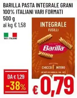 IperFamila Barilla pasta integrale grani fusilli offerta