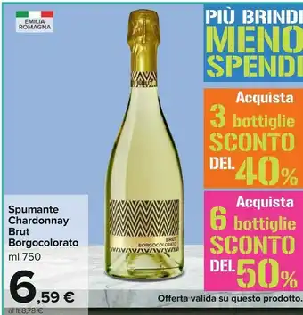 Carrefour Borgocolorato spumante chardonnay brut brut ml 750 offerta
