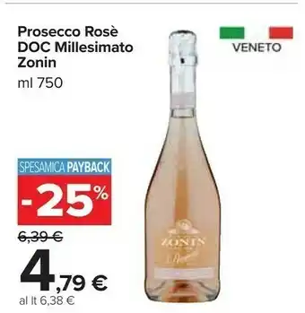 Carrefour Zonin prosecco rose doc offerta