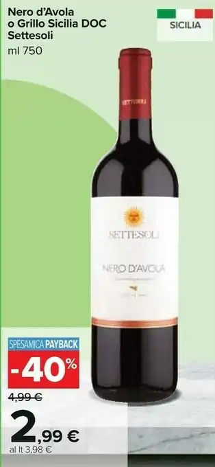 Carrefour Vino nero d'avola 750 g(ml) offerta