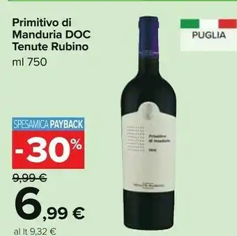 Carrefour Primitivo di manduria doc offerta