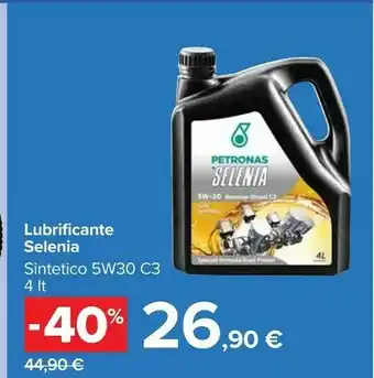 Carrefour Petronas olio selenia benzina diesel lt.4 5w30 c3 olio per motore 4 l 5w-30 auto offerta