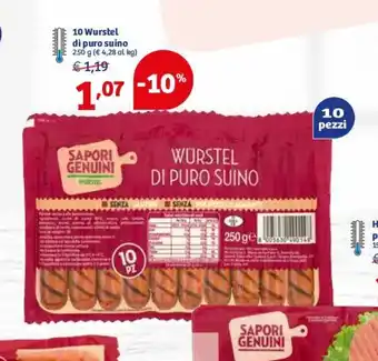 In'S Mercato 10 Wurstel di puro suino 250g offerta
