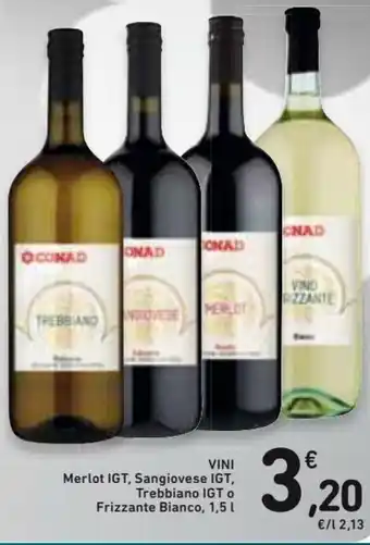 Spazio Conad Vini Merlot IGT, Sangiovese IGT, Trebbiano IGT o Frizzante Bianco 1,5 L offerta