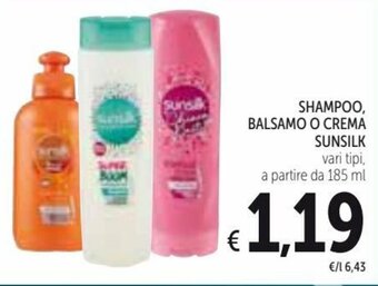 Spazio Conad Sunsilk Shampoo, Balsamo O Crema 185 ml offerta