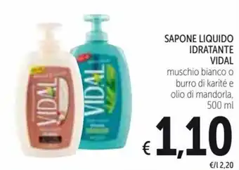 Spazio Conad Vidal Sapone Liquido Idratante 500 ml offerta