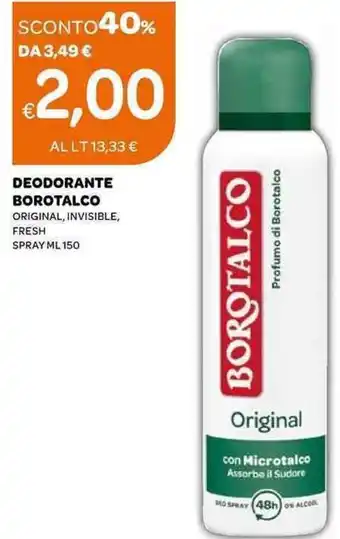 Ekom Deodorante Borotalco Original ML 150 offerta
