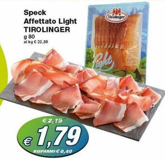 Prix Quality Tirolinger Speck Affettato Light 80 g offerta