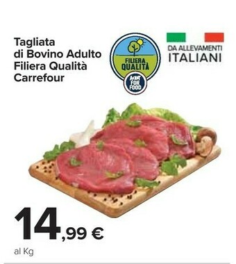 Carrefour Carrefour tagliata di bovino adulto filiera qualità offerta