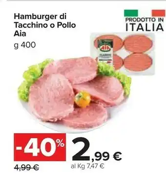 Carrefour Hamburger di tacchino o pollo g 400 offerta