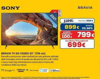 Euronics Bravia tv kd-55x85j 55" offerta