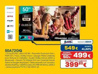 50a72gq tv 127 cm (50") 4k ultra hd smart tv wi-fi nero, grigio