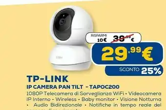 Euronics Ip camera pan tilt - tapoc200 offerta
