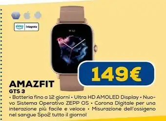 Euronics Gts 3 4,45 cm (1.75") 42 mm amoled rosa gps (satellitare) offerta