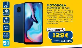 Moto e7 plus 16,5 cm (6.5") android 10.0 micro-usb 4 gb 64 gb 5000 mah blu