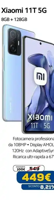 Euronics 11t 16,9 cm (6.67") doppia sim android 11 5g usb tipo-c 8 gb 128 gb 5000 mah blu offerta