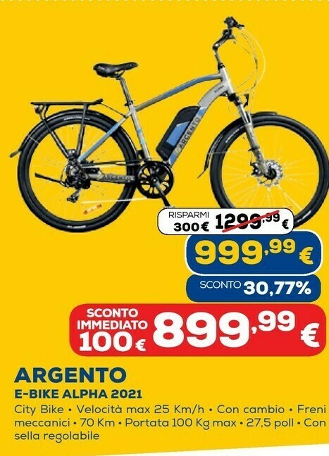 Argento e-bike alpha 2021 offerta di Euronics