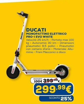Euronics Ducati monopattino elettrico pro-i evo white offerta