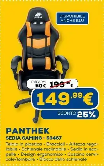 Euronics Panthek sedia gaming - 53467 offerta
