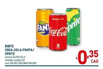 Metro Coca-cola - sprite 250 g(ml) offerta