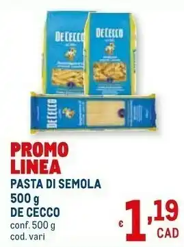 Metro Linea pasta di semola offerta