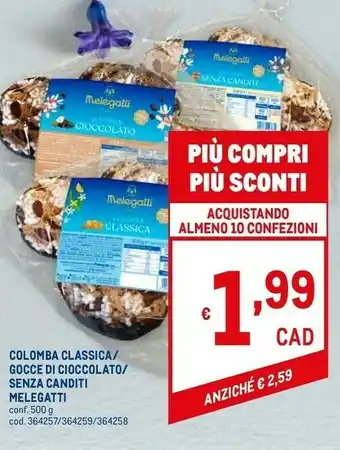 Metro Colomba classica/ gocce di cioccolato offerta