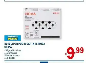 Metro Sigma rotoli per pos in carta termica offerta