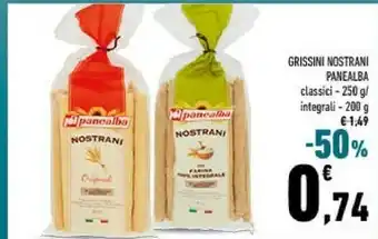 Conad Nostrani grissini stirati tipo 0 250 g(ml) offerta