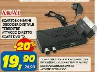 Risparmio Casa Scarto1k-h mini decoder digiitale terrestre attacco diretto scart dvb-t2 offerta