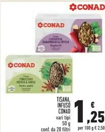 Conad City Conad tisana, infuso 50 g offerta