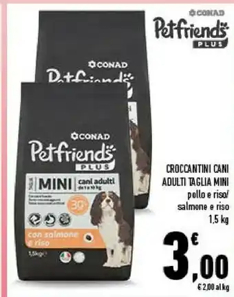 Conad City Conad pet friends croccantini cani adult taglia mini con pollo e siso offerta