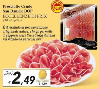 Prix Quality Eccellenze Di Prix Prosciutto Crudo San Daniele DOP 80 g offerta