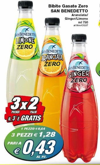 Prix Quality San Benedetto Bibite Gasate Zero Aranciata/Ginger/Limone 750 ml offerta