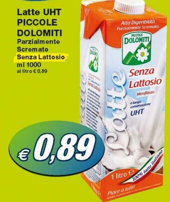 Prix Quality Piccole Dolomiti Latte UHT Parzialmente Scremato Senza Lattosio 1000 ml offerta
