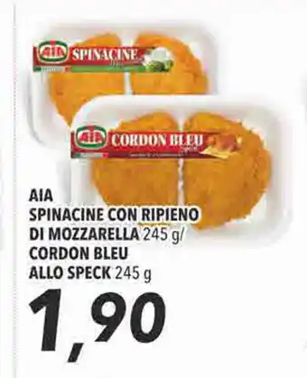 Coop Aia Spinacine con Ripieno di Mozzarella 245g/ Aia Cordon Blue Allo Speck 245g offerta