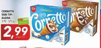 Coop Algida Cornetto Vari Tipi 5 pz 375g offerta