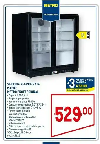 Vetrina refrigerata 2 ante