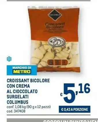 Metro Croissant biccolore con crema al cioccolato surgelati offerta