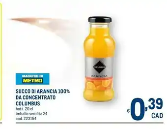 Metro Succo di arancia 100% da concentrato offerta