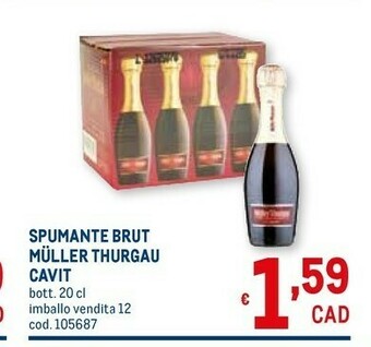Metro Cavit spumante brut muller thurgau offerta