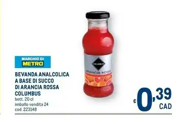 Metro Bevanda analcolica a base di succo di arancia rossa offerta