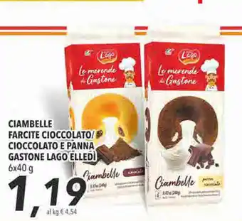 Coop Gastone Lago Elledì Ciambelle Farcite Cioccolato/ Cioccolato e Panna 6x40g offerta