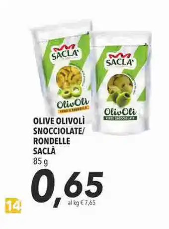 Coop Saclà Olive Olivolì Snocciolate/ Rondelle 85g offerta