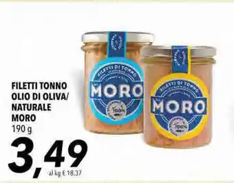 Coop Moro Filetti Tonno Olio di Oliva/Naturale 190g offerta
