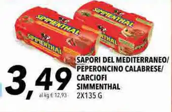 Coop Simmenthal Sapori del Mediterraneo/Peperoncino Calabrese/Carciofi 2x135g offerta